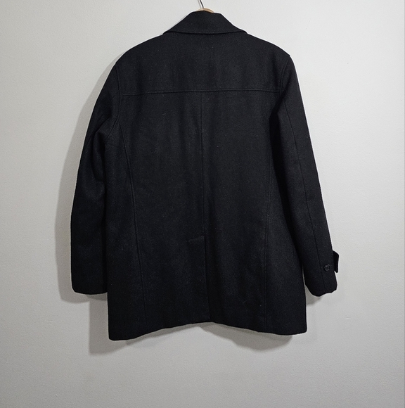 Guess Solid Black Wool Double Breasted Peacoat - Picture 2 of 4